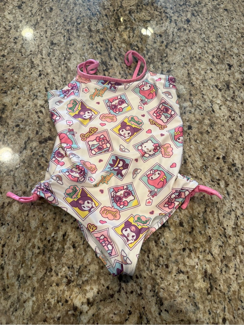 Hello Kitty Kids Swim One-Piece in White, Pink, Purple
